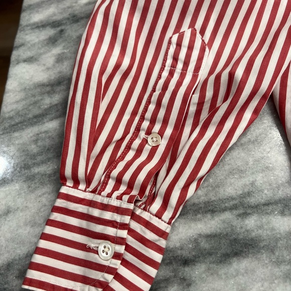 Vintage Ralph Lauren Women's Red/White Striped Shirt size 6 - Picture 11 of 11